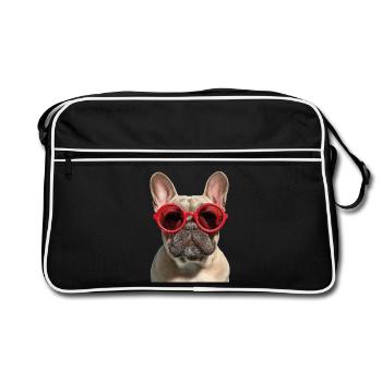 Französische Bulldogge French Bulldog Frenchie - Retro Bag - black/white - Front