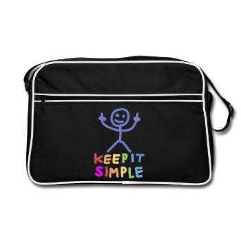 Doigt d’honneur en forme de bonhomme bâton - Sac Retro - noir/blanc - Devant