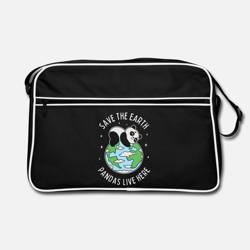 Rettet die Erde, Pandas leben hier Retro Tasche
