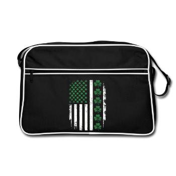 Drapeau irlandais du trèfle américain - Sac Retro - noir/blanc - Devant