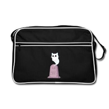 Ghost kitten on the gravestone - Retro Bag - black/white - Front