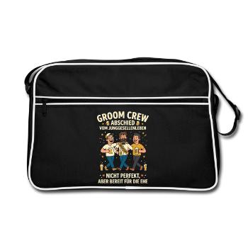 Groom Crew Abschied Junggesellenleben - Retro Tasche - Schwarz/Weiß - Vorne