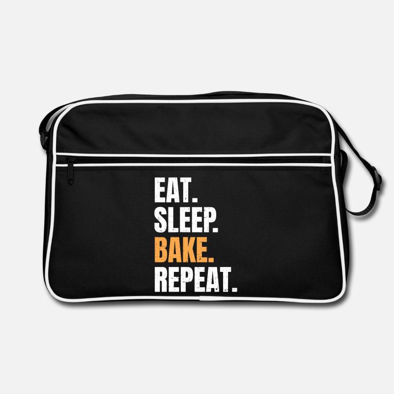 Eat Sleep Bake Repeat Backen Bäcker Beruf Hobby Retro Tasche