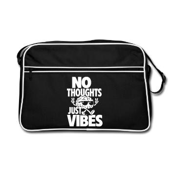 No Thoughts Just Vibes – Cooles Gehirn - Retro Tasche - Schwarz/Weiß - Vorne