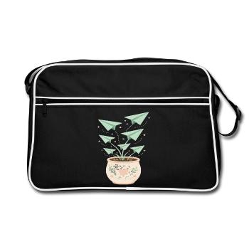 Papierfluglinge im Blumentopf - Retro Tasche - Schwarz/Weiß - Vorne