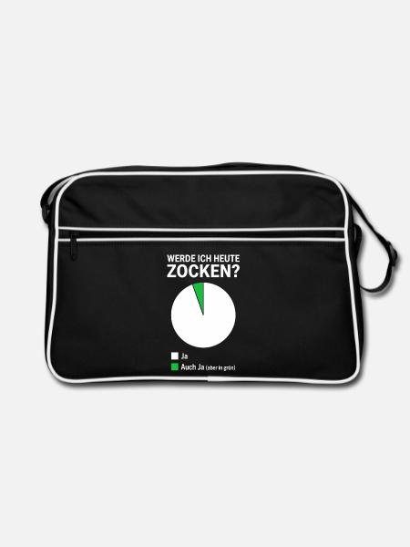 Lustiger Spruch Zocken Gamer - Retro Tasche - Schwarz/Weiß