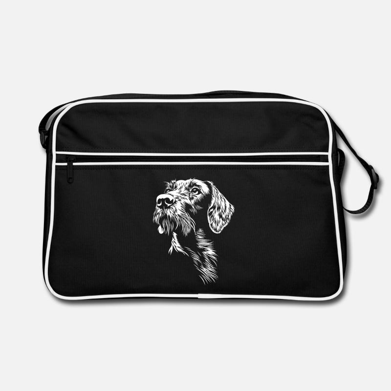 Deutsch Drahthaar Portrait Hunde Jagdhund Retro Tasche
