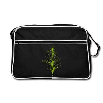 Image abstraite / vert / motif / ligne - Sac Retro - noir/blanc - Devant