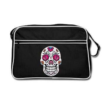 Jour de crâne en sucre du crâne mort - Sac Retro - noir/blanc - Devant