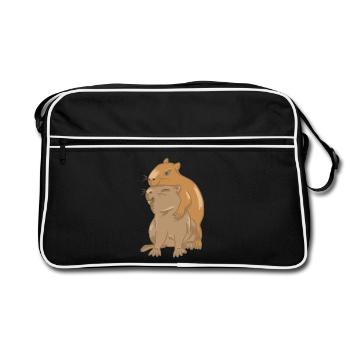 Câlin de bébés capybara - Sac Retro - noir/blanc - Devant