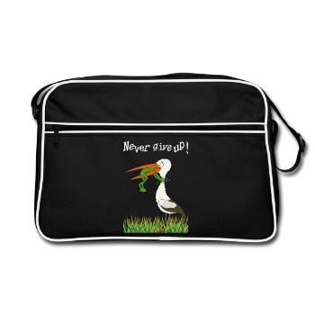 Gib niemals auf ! - Retro Tasche - Schwarz/Weiß - Vorne