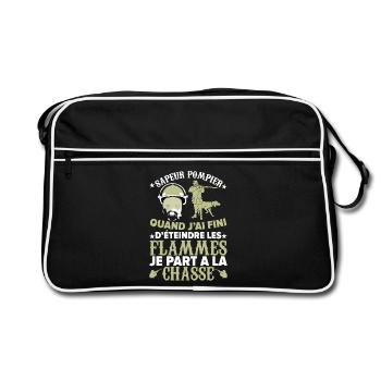 Sapeur pompier qui part à la chasse éteins flammes - Sac Retro - noir/blanc - Devant
