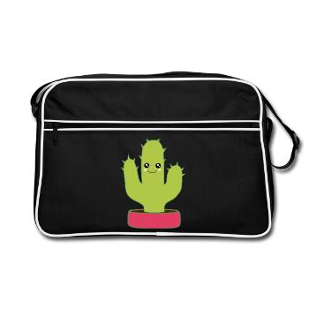Kawaii Kaktus Kawaii Chibi Kawaii Manga - Retro Tasche - Schwarz/Weiß - Vorne