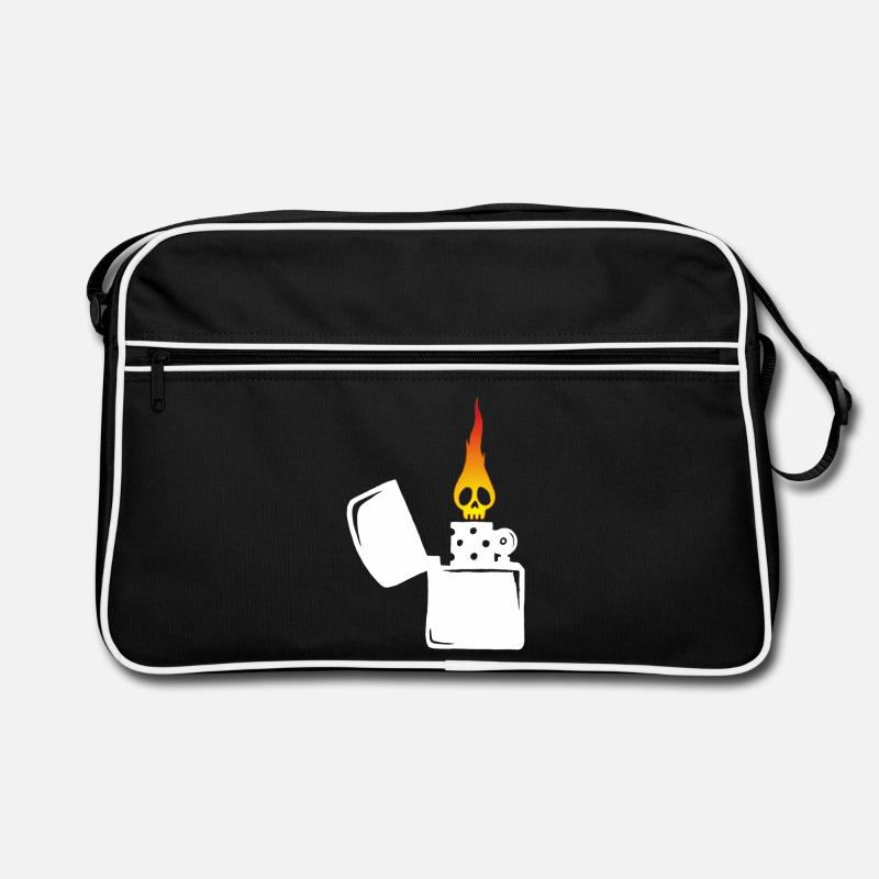 flaming skull and white lighter Retro Bag