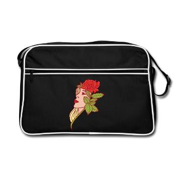Die Frau und die Rose - Retro Tasche - Schwarz/Weiß - Vorne