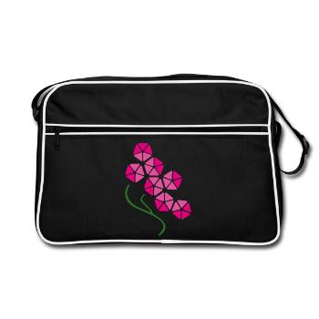 Fleur d’orchidée rose géométrique – Art floral moderne - Sac Retro - noir/blanc - Devant