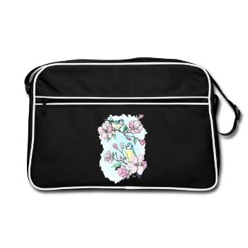 Bleu et magnolias - Sac Retro - noir/blanc - Devant