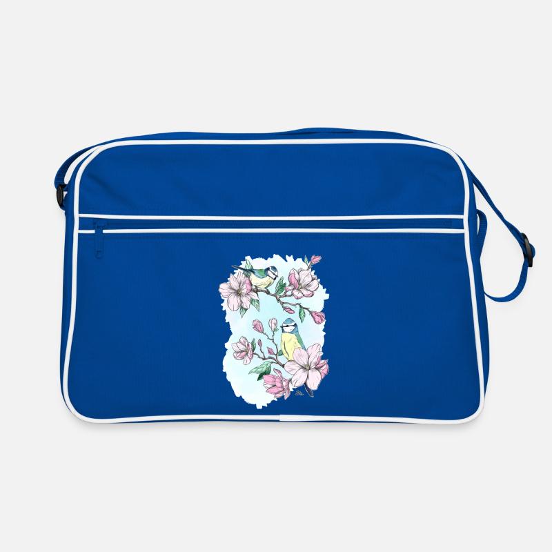 Blue and magnolias Retro Bag