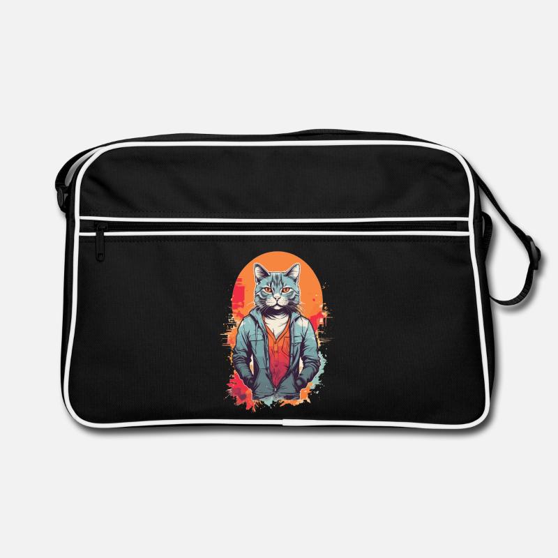 Coole graue Katze Retro Tasche