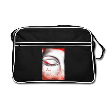 Herz und Liebe auf Highlight - Retro Tasche - Schwarz/Weiß - Vorne
