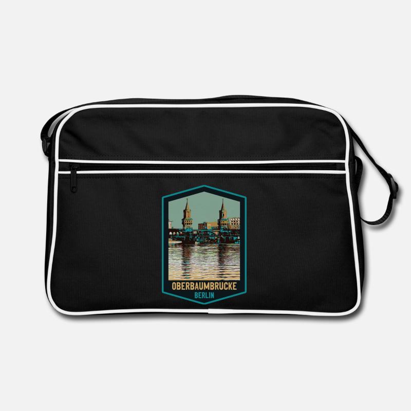 Illustration Oberbaum Bridge, Berlin Retro Bag