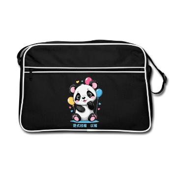 Ours panda mignon - Sac Retro - noir/blanc - Devant