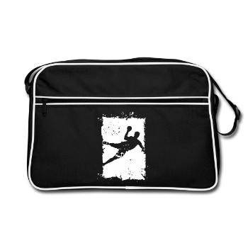 Handball Wurf Explosion Zerstörung Illustration - Retro Tasche - Schwarz/Weiß - Vorne