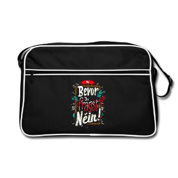 Bevor Du fragst: NEIN! - Retro Tasche - Schwarz/Weiß - Vorne