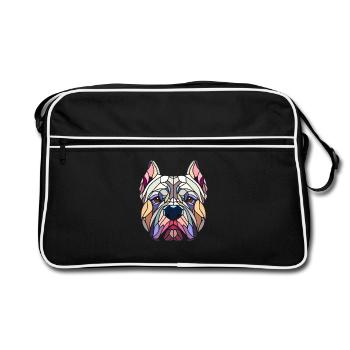 American bully geometric art, polygon head - Retro Bag - black/white - Front