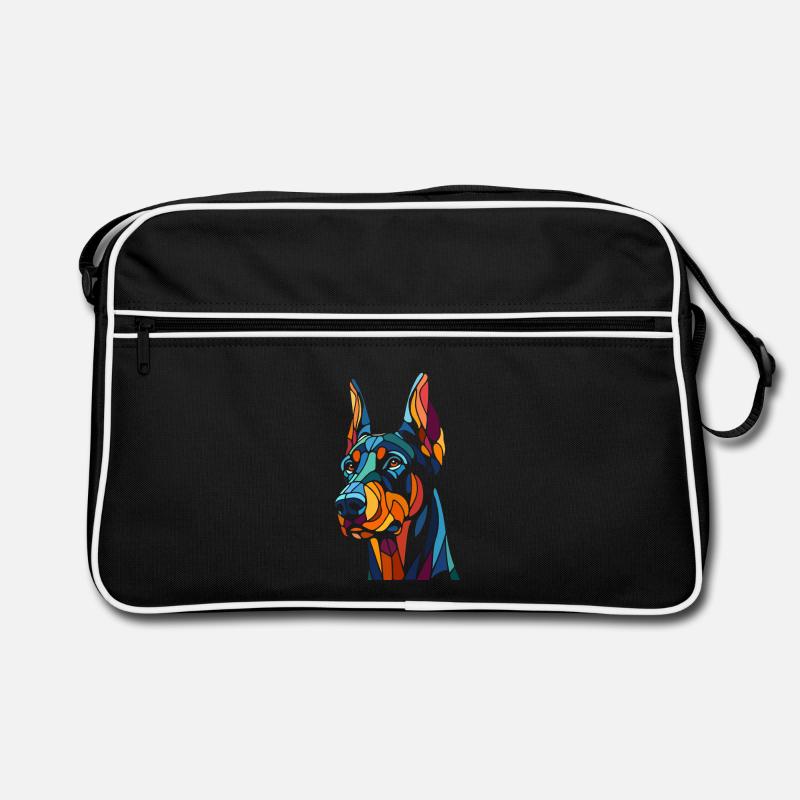 Dobermann Hundekopf Retro Tasche