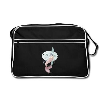 Friends of the Sea – Mermaid with Sunfish - Retro Bag - black/white - Front