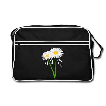 Fleur décorative sur tige verte - Sac Retro - noir/blanc - Devant