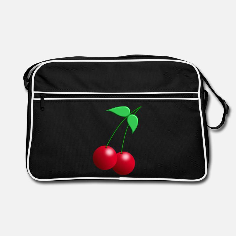 Zwillings Kirschen mit Blättern Retro Tasche
