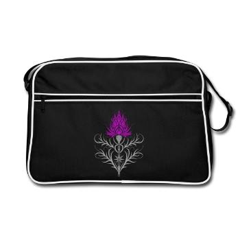 Distel Tattoo Scottish Thistle Botanical Art - Retro Bag - black/white - Front