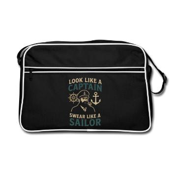 Ressemble à un capitaine, jure comme un marin en disant - Sac Retro - noir/blanc - Devant
