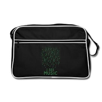 I See Music: Abstract Rain of Notes - Retro Bag - black/white - Front