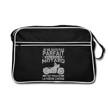 Motard Pas Parfait Humour Moto - Sac Retro - noir/blanc - Devant