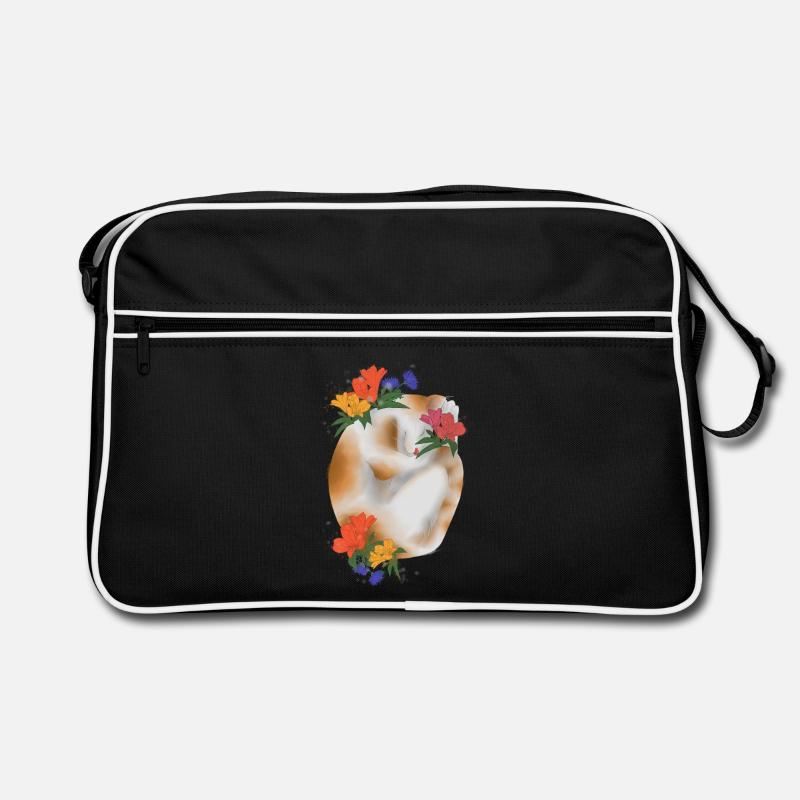 Chat et fleurs Sac Retro