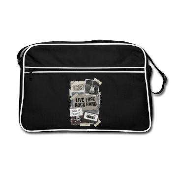 Live Free Rock Hard - Vintage Rock Music - Retro Bag - black/white - Front