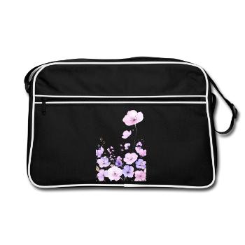 Pastell Wildblumen im sanften Blumen Garten - Retro Tasche - Schwarz/Weiß - Vorne