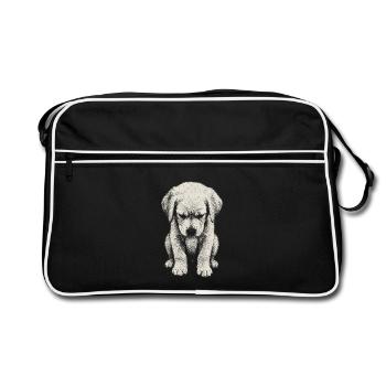 Chiot labrador triste Art mignon mignon - Sac Retro - noir/blanc - Devant