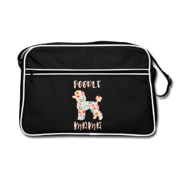Poodle Mom with Floral Motif - Retro Bag - black/white - Front