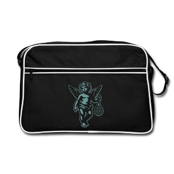 Tennis Shirt Angel Cherub Retro Renaissance Fun - Retro Bag - black/white - Front