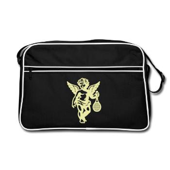 Tennis Fun Shirt Angel Cherub Retro Renaissance - Retro Bag - black/white - Front