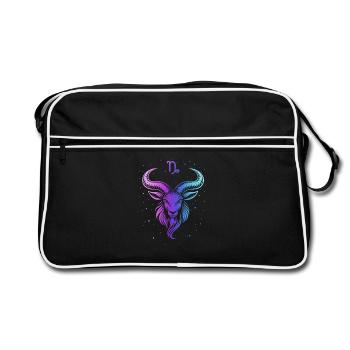 Bunte Ziege mit Sternmuster - Retro Tasche - Schwarz/Weiß - Vorne