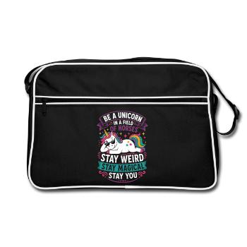 Einhorn – Be a Unicorn, Stay Magical - Retro Tasche - Schwarz/Weiß - Vorne