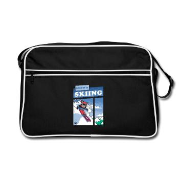 Tuxedo Cat Abfahrtsski-Comic - Retro Tasche - Schwarz/Weiß - Vorne
