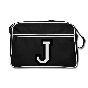 Buchstabe J - Retro Tasche - Schwarz/Weiß - Vorne