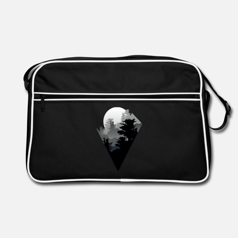 Mountains nature moon forest geometric design Retro Bag