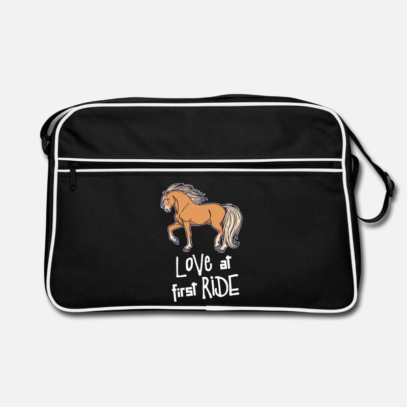 Islandpferde Statement Pferde Isländer Pferdeliebe - Retro Tasche - Schwarz/Weiß
